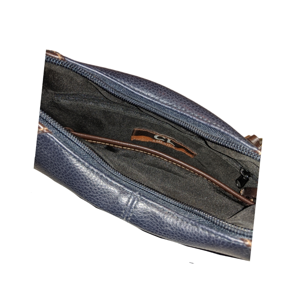 CL America Dark Blue & Brown Leather Purse - Picture 6 of 6